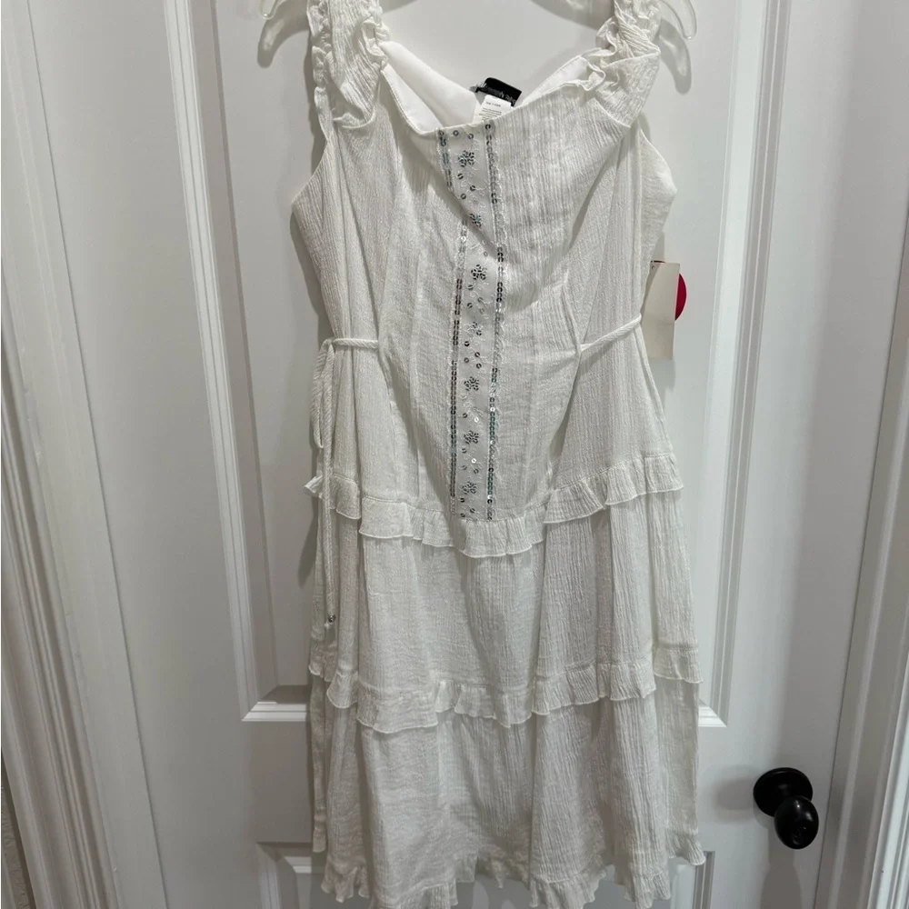 Childrens NWT Cream Ruffled Tiered Mini Sundress